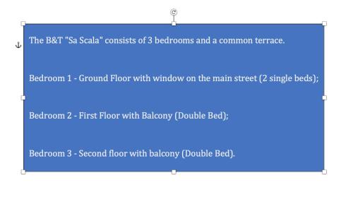 uno screenshot di una cartellina con schermata di un segnale di comando di “Sa Scala” Bed&Terrace a Baunei
