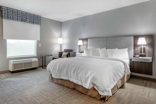 a hotel room with a large bed and a window at Hampton Inn Camden, SC in Camden