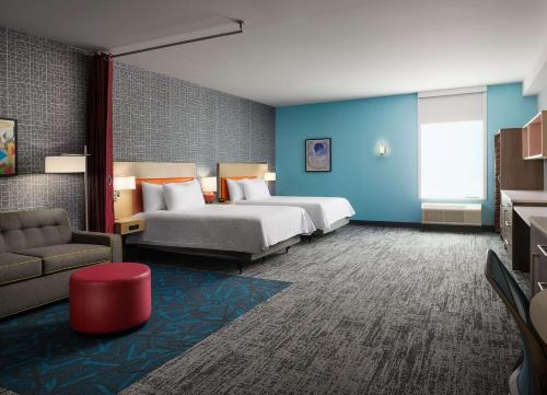 Кровать или кровати в номере Home2 Suites By Hilton Jackson/Pearl, Ms