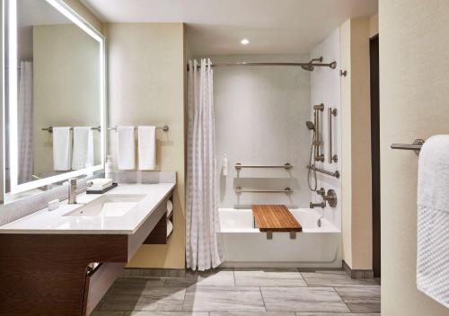 a bathroom with a tub and a sink and a shower at Embassy Suites by Hilton Nashville Downtown in Nashville