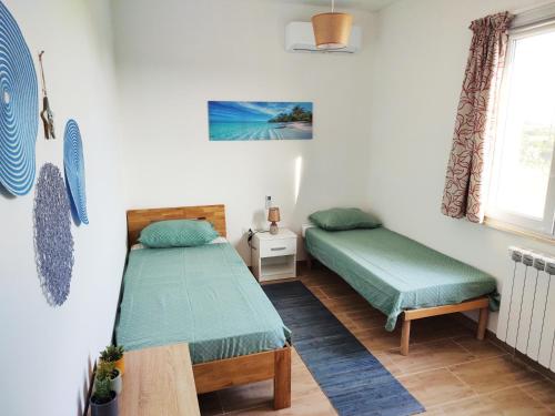 1 Schlafzimmer mit 2 Betten und einem Fenster in der Unterkunft Casa di Indiana in Baratili San Pietro