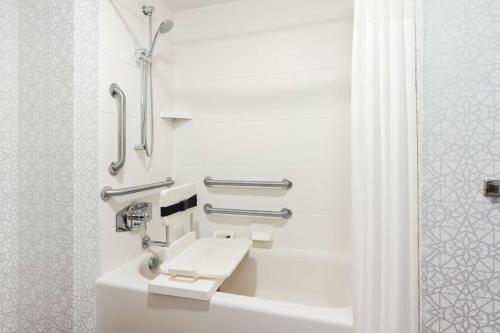 a bathroom with a sink and a bath tub at Hampton Inn Bellingham Airport, WA in Bellingham