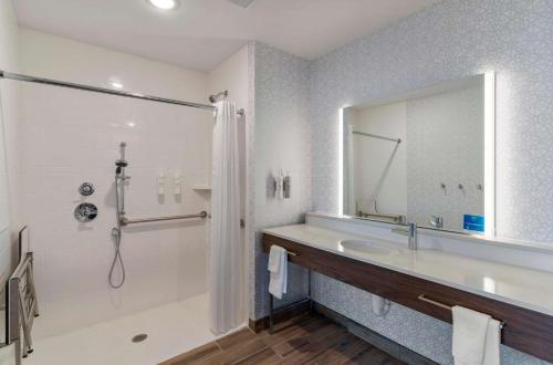 a bathroom with a tub and a sink and a shower at Hampton Inn Colorado Springs Northeast in Colorado Springs