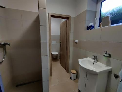 Koupelna v ubytování Apartman pod lipou - samostatny objekt - carport