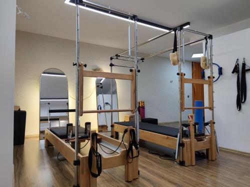 a gym with two bunk beds and a mirror at Olen Uskudar Hotel in Istanbul