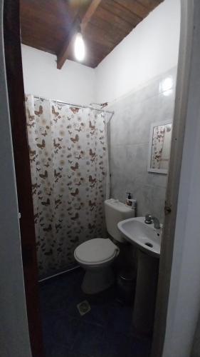 a bathroom with a toilet and a sink at Suspiros De Mendoza in Barraquero