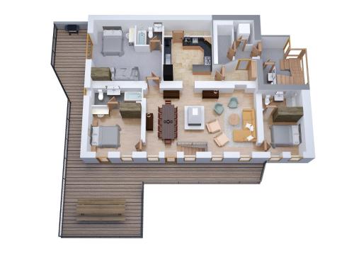 a rendering of a floor plan of a house at La Ferme du Nant - Portes du Soleil in La Chapelle-dʼAbondance