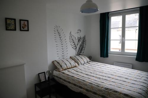 Schlafzimmer mit einem Bett und einem Fenster in der Unterkunft Le 23 de Louis in Limoges