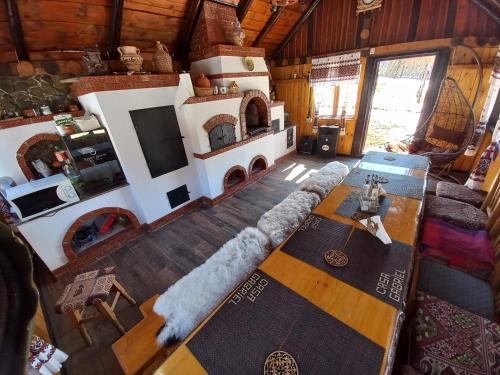 an overhead view of a living room in a house at Casa Gabriel in Frumosu