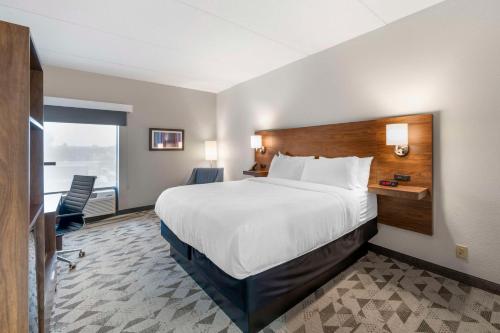 Best Western Plus Harrisonburg في هاريسونبيرغ: غرفة الفندق بسرير كبير ومكتب