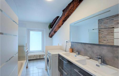 a bathroom with a sink and a mirror at Beautiful Home In Boult-aux-bois With Wifi in Boult-aux-Bois