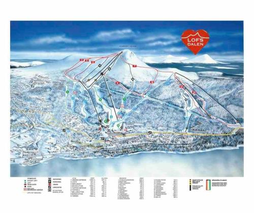 a map of a ski resort in the snow at Lyxigt timmerhus i fjällen, Lofsdalen, Hjortehytta in Lofsdalen