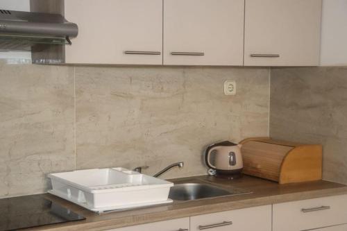 a kitchen with a sink and a toaster on a counter at MATEA Stay Imotski, Near Blue & Green Lake in Topići