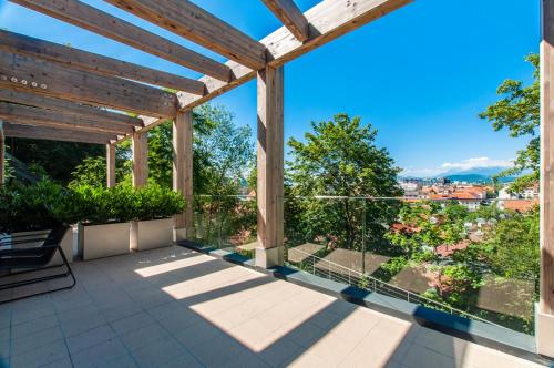 a view from the balcony of a house at Studio na Stolbi in Ljubljana