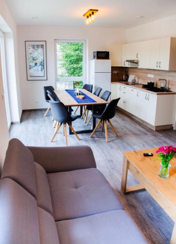Dapur atau dapur kecil di Moderní apartmán uprostřed šumavské přírody