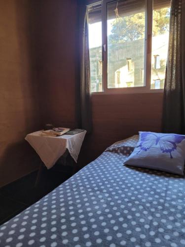 1 dormitorio con cama y ventana en Las Madres Selvas en Las Toscas
