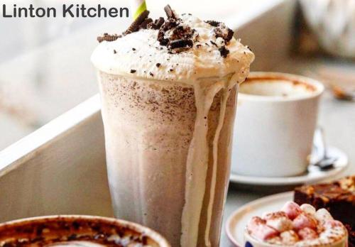 a milkshake is sitting on a tray at The Old Reading Rooms Linton in Linton