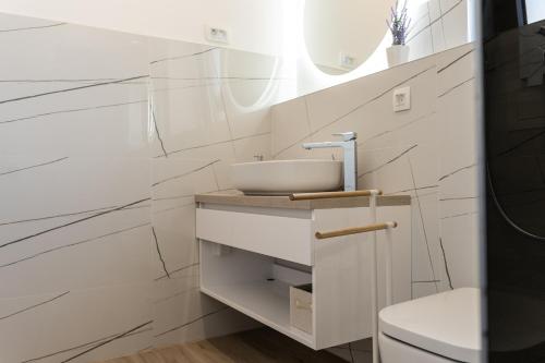 un baño con lavabo e inodoro en Villa Istra Relax Sapphire, en Rebići