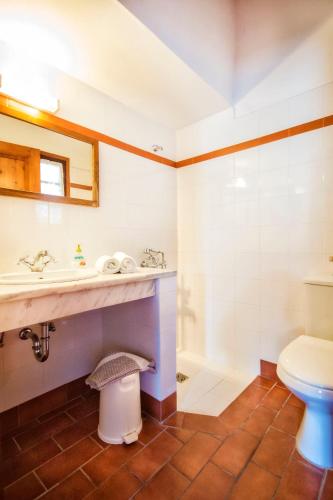 a bathroom with a sink and a toilet at Siroco Patmos Agriolivadi in Patmos