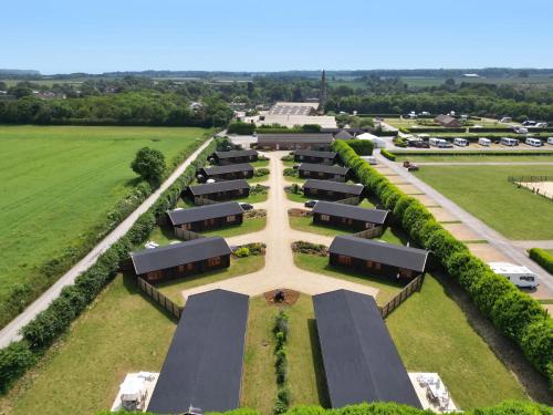 an aerial view of a row of barracks at Sycamore Lodge in Oakham