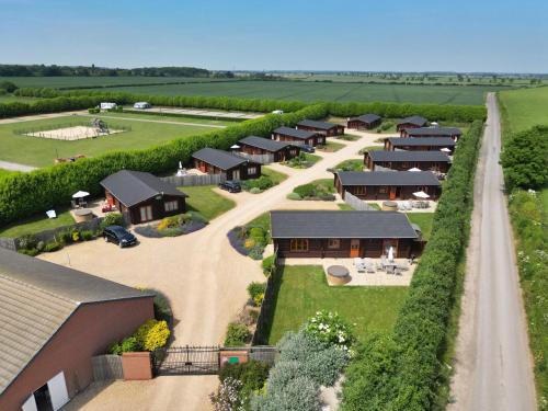 an overhead view of a row of houses at Rowan Lodge in Oakham