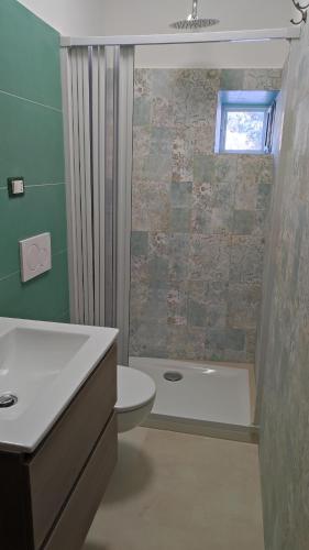 a bathroom with a toilet and a sink and a shower at Cavadozza by Caseaponza it in Ponza