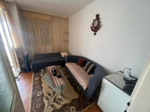 a living room with a couch and a table at A-D free wi-fi internet, air conditioner,free parking in Podgorica
