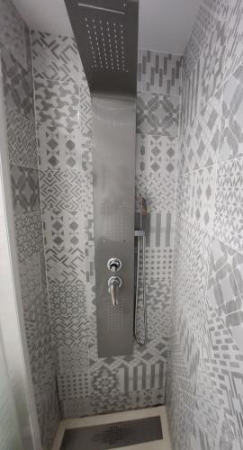 a bathroom with a shower with a shower head at Estudio en Urbanización naturista con piscina junto al mar in Vera