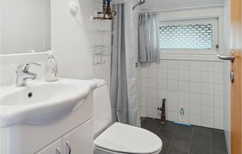 a bathroom with a sink and a toilet and a shower at 2 Bedroom Cozy Home In Stege in Stege