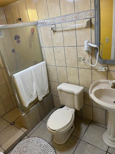een badkamer met een toilet en een wastafel bij Departamento Irene in San Felipe