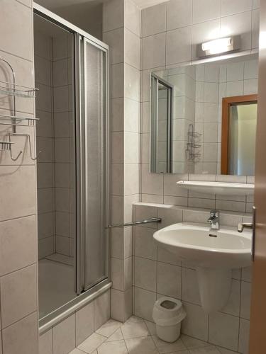 a bathroom with a shower and a sink at Königsleiten Ski- und Wanderwohnung Top 40 an der Piste und Lift in Königsleiten