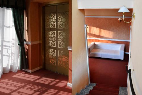 a room with a bedroom with a bed and a door at ROMANTIK HOTEL ELEONORA in Tábor