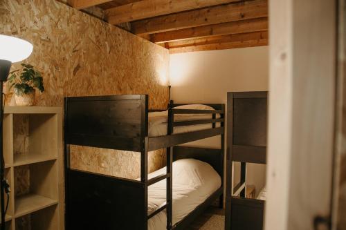 a bedroom with two bunk beds in a room at Grand loft avec Jacuzzi et Home Cinema in Saint-Brieuc