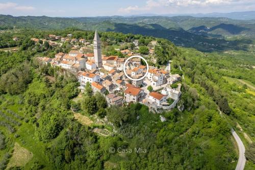 an aerial view of a small town on a hill at Casa Mia in Pićan