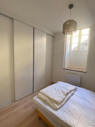 ein Schlafzimmer mit einem weißen Bett und einem Fenster in der Unterkunft T2 4 places 4min à pied Château in Pau