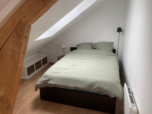 a bedroom with a large bed in a attic at Appartement T3 lumineux 70m² in Brest