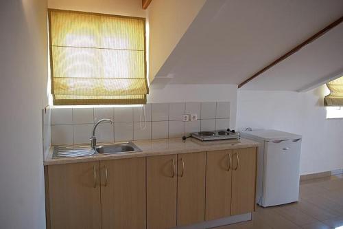 a kitchen with a sink and a dishwasher at Akrogiali Studios in Nydri