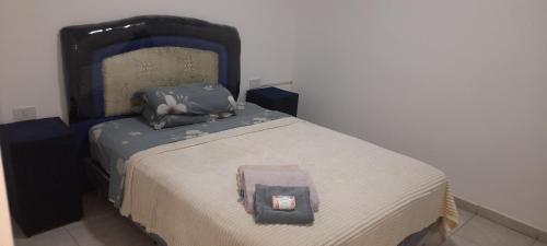 1 dormitorio con 1 cama con cabecero azul en Espíritu Joven en Formosa