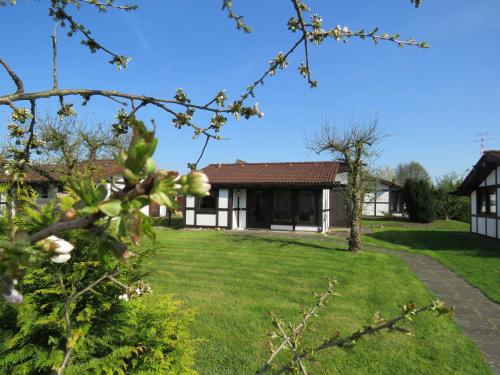 a view of a house from the garden at Ferienhaus Scout 48 im Feriendorf in Hollern-Twielenfleth