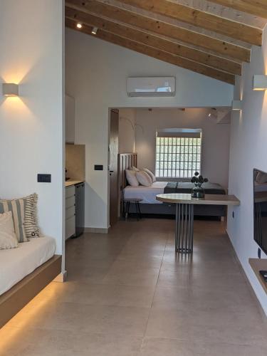 a bedroom with a bed and a table in a room at Panorama Inn in Lithakia
