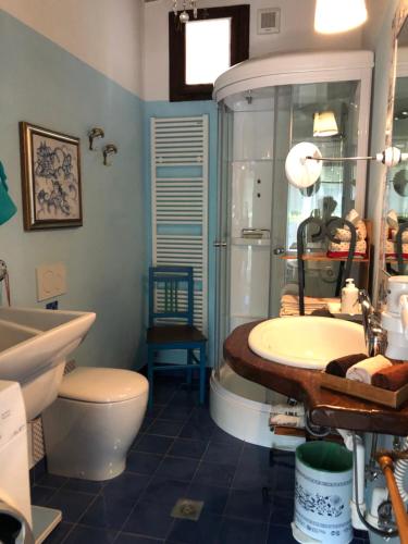 ein Bad mit einem Waschbecken und einem WC in der Unterkunft La casa nel bosco in Gorizia