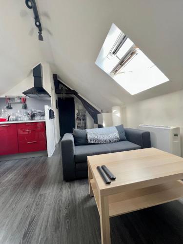 un salon avec un canapé et une table dans l'établissement Bel appartement lumineux 35m2, Bord De Loire, à Saint-Jean-le-Blanc
