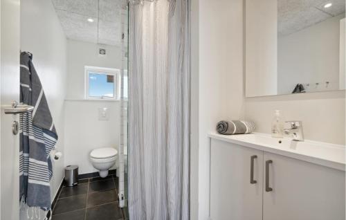 2 Bedroom Beautiful Home In Ringkbing في سوندرفيغ: حمام ابيض مع مرحاض ومغسلة