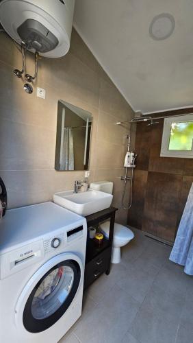a bathroom with a washing machine and a sink at Holiday Home Natura with private pool in Mostar
