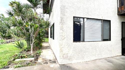 a white house with a window and a tree at MAILAN HALE II in Kailua-Kona