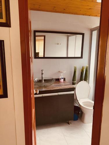 a bathroom with a sink and a toilet at GatoPardo in Montenegro