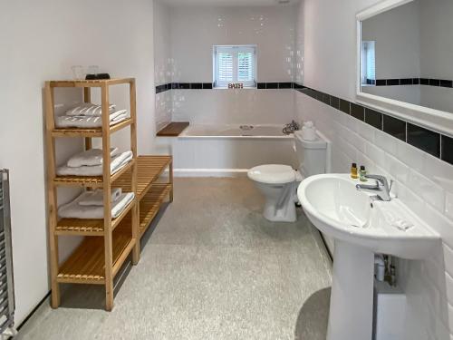 y baño con bañera, lavabo y aseo. en Yew Tree Barn - Hw7737 en Usk