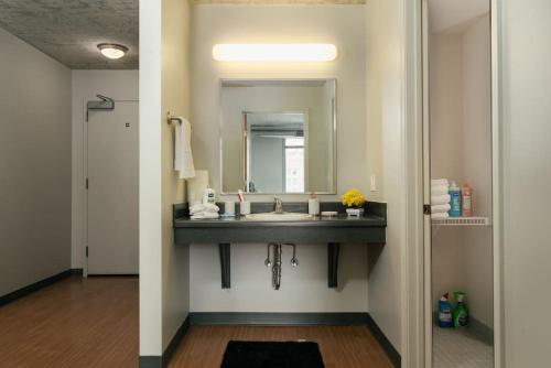 a bathroom with a sink and a mirror at Chicago get Away in Chicago