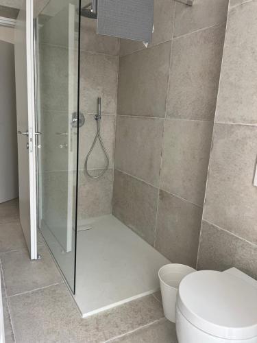 a bathroom with a shower and a toilet at Casa Teresa in Riva del Garda