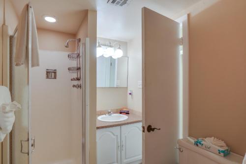 a bathroom with a sink and a mirror at Dillon Vacation Rental Hot Tub and Beautiful Views! in Dillon